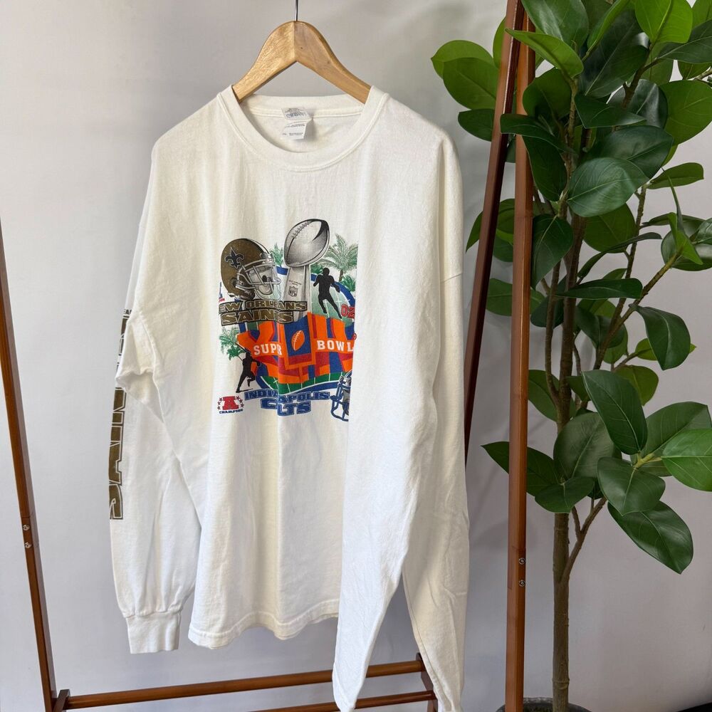 Vintage 2010 Super Bowl XLIV Graphic Tee Long Sleeve Tee 2XL Y2K NFL